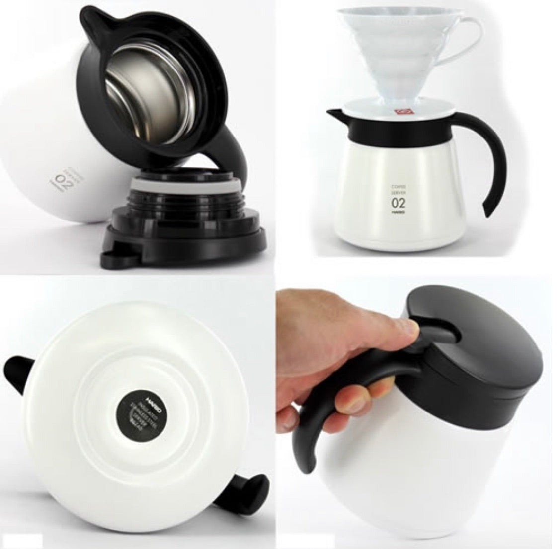 Hario V60 Insulated Stainless Steel Server 600 - White - فولت VOLT