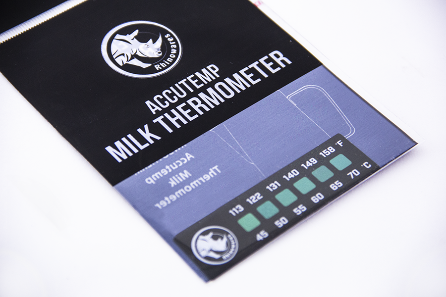 Rhinowares Milk Jug Temperature label, Accutemp Thermometers, Worldwide  shipping