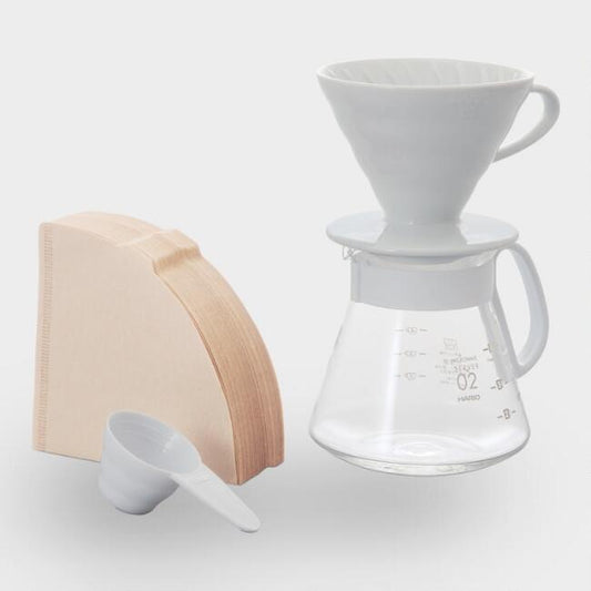 Hario V60 Colour Dripper & Pot White - فولت VOLT